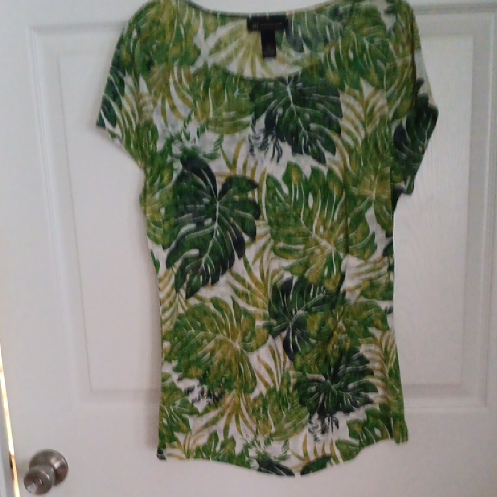 Green Leaf Print Women's Top